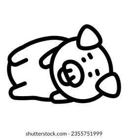 Pig lies on its side line icon, cute funny animals concept, piggy lying on its flank vector sign on white background, outline style icon for mobile concept and web design. Vector graphics