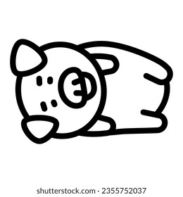 Pig lies on its side line icon, cute funny animals concept, piggy on its flank vector sign on white background, outline style icon for mobile concept and web design. Vector graphics