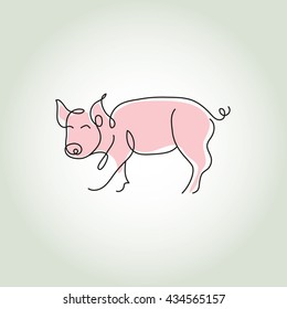 Pig line art vector illustration