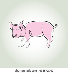 Pig line art vector illustration