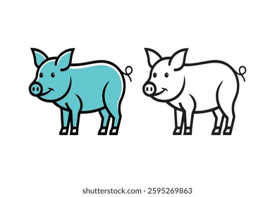 pig line art vector image