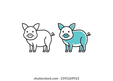 pig line art vector image