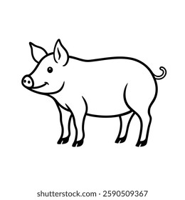 pig line art vector on white background