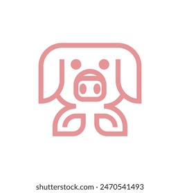 Pig Line Cute simple modern logo design, creative design template