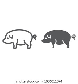 Pig line and glyph icon, farming and agriculture, pork meat vector graphics, a linear pattern on a white background, eps 10.