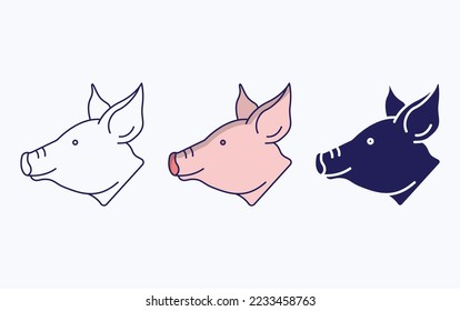Pig line and glyph icon, vector illustration