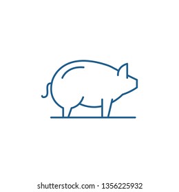 Pig line icon concept. Pig flat  vector symbol, sign, outline illustration.
