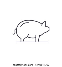 Pig line icon concept. Pig vector linear illustration, symbol, sign
