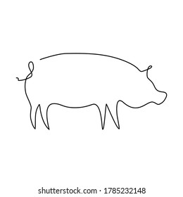 Pig line icon. Farm animal continuous line drawn vector illustration.