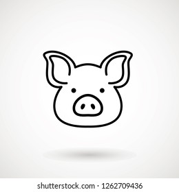 Pig line icon. logo Piglet face in outline style. Icon of Cartoon pig head. Chinese New Year 2019. Zodiac. Chinese traditional Design, decoration Vector illustration