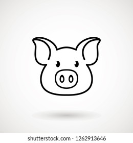 Pig line icon. logo Piglet face in outline style. Icon of Cartoon pig head. Chinese New Year 2019. Zodiac. Chinese traditional Design, decoration Vector illustration