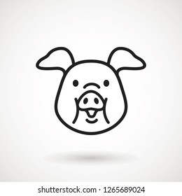 Pig line icon. logo Piglet face with smile in outline style. Icon of Cartoon pig head with smile. Chinese New Year 2019. Zodiac. Chinese traditional Design, decoration Vector illustration