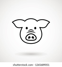 Pig line icon. logo Piglet face in outline style. Icon of Cartoon pig head. Chinese New Year 2019. Zodiac. Chinese traditional Design, decoration Vector illustration.