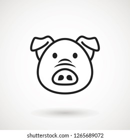 Pig line icon. logo Piglet face in outline style. Icon of Cartoon pig head. Chinese New Year 2019. Zodiac. Chinese traditional Design, decoration Vector illustration.
