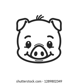 Pig line icon. Logo Piglet face. Piggy head vector illustration