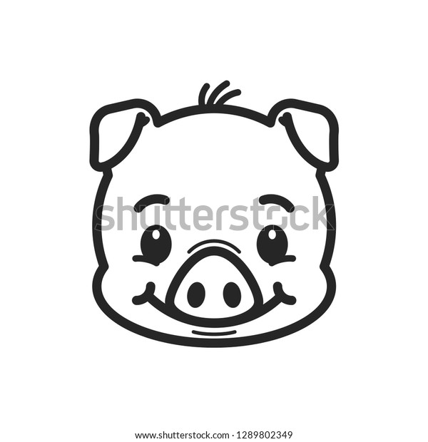 豚の線のアイコン ロゴピグレットの顔 ピギーの頭のベクターイラスト のベクター画像素材 ロイヤリティフリー