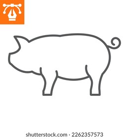 Schweinebildsymbol, Umrisssymbol für Web-Site oder mobile App, Tiere und Vieh, Piglet-Vektorsymbol, einfache Vektorgrafik, Vektorgrafiken mit bearbeitbaren Strichen.