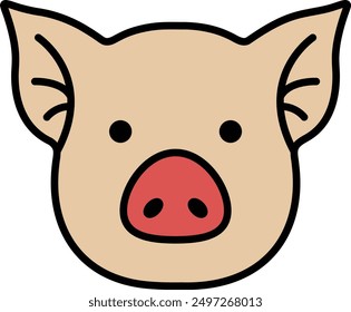 A pig in line icon style