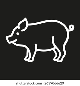 Pig line logo. Black piggy linear icon isolated on white background. Vector illustration.