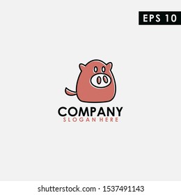 Pig With Line Logo Design. Pig Logo With Line Template. Modern Design. Flat Logo. Vector Illustration