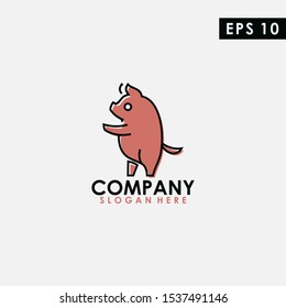Pig With Line Logo Design. Pig Logo With Line Template. Modern Design. Flat Logo. Vector Illustration