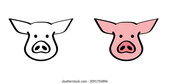 Pig line pattern for Bacon day. Drawing pigs animals farm silhouette symbol, pictogram. Vector pig swine idea. Piglets icon or sign