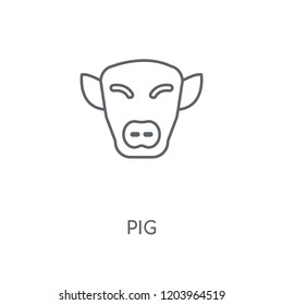 Pig linear icon. Pig concept stroke symbol design. Thin graphic elements vector illustration, outline pattern on a white background, eps 10.