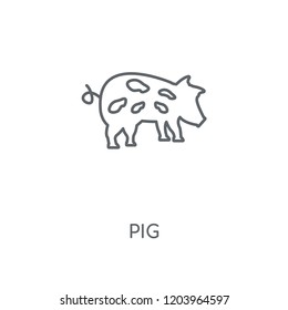 Pig linear icon. Pig concept stroke symbol design. Thin graphic elements vector illustration, outline pattern on a white background, eps 10.