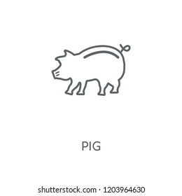 Pig linear icon. Pig concept stroke symbol design. Thin graphic elements vector illustration, outline pattern on a white background, eps 10.