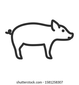 pig , linear icon. Editable stroke