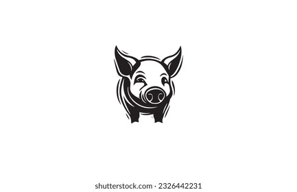 pig logo black simple flat icon on white background