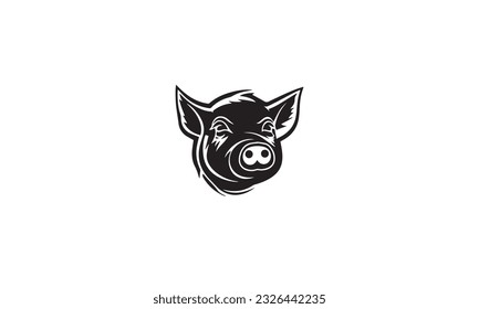 pig logo black simple flat icon on white background