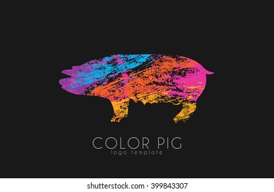 Pig. Pig logo. Color pig. Creative logo design