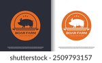 Pig logo design for business Premium Vector