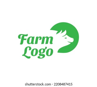 Pig logo design. Livestock logo concept with pig element. Farm animal sign. Green vector sign for fresh meat, premium quality pork, healthy eating, natural farm products, organic agricultural products