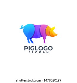 pig logo design vector modern