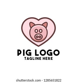 pig logo design vector with pink animal design vector modern
