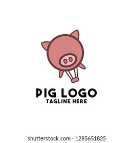pig logo design vector with pink animal design vector modern