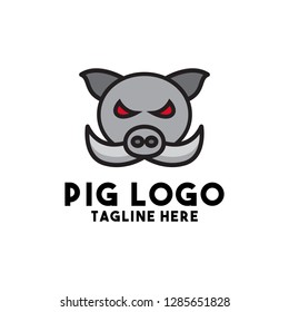 pig logo design vector with pink animal design vector modern