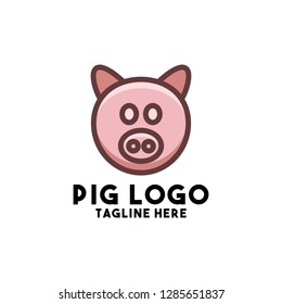 pig logo design vector with pink animal design vector modern