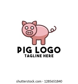 pig logo design vector with pink animal design vector modern