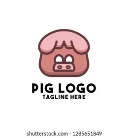 pig logo design vector with pink animal design vector modern