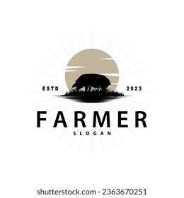 Pig Logo, Grilled Pork Pig Simple Rustic Stamp, Livestock Cattle Vector, BBQ Barbecue Vintage Design Inspiration