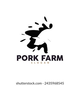 Pig logo grilled pork pig simple rustic stamp vector emblem livestock barbecue BBQ vintage design inspiration