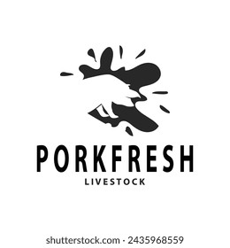 Pig logo grilled pork pig simple rustic stamp vector emblem livestock barbecue BBQ vintage design inspiration