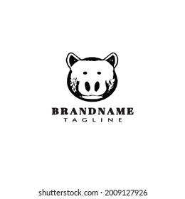pig logo icon design template modern vector illustration cute