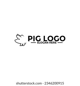 Pig logo icon design template vector,Pork Pig line art logo design