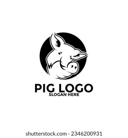 Pig logo icon design template vector,Pork Pig logo design