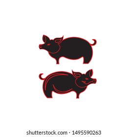 pig logo icon design vector
