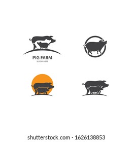 Pig logo illustration vector flat design